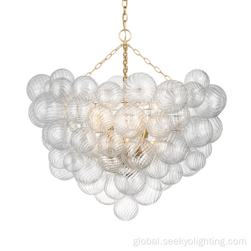 Modern Luxury Chandeliers Spiral-textured glass orb pendant gold chandelier Manufactory